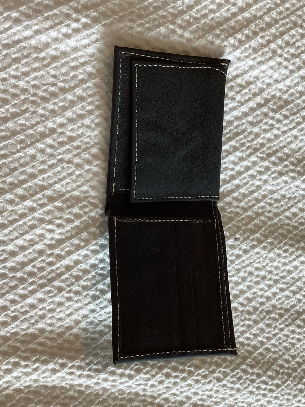 Men's Black and Brown Haircalf Bifold Wallet with Gold Medallion